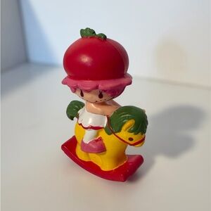 Cherry Cuddler on Rocking Horse Strawberry Shortcake Miniature PVC Vintage 1982